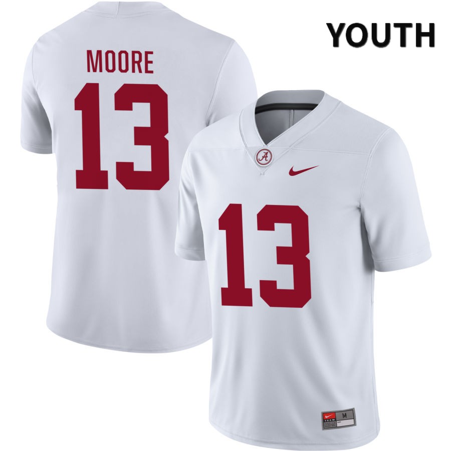 Alabama Crimson Tide Youth Malachi Moore #13 NIL White 2022 NCAA Authentic Stitched College Football Jersey WW16N78QS